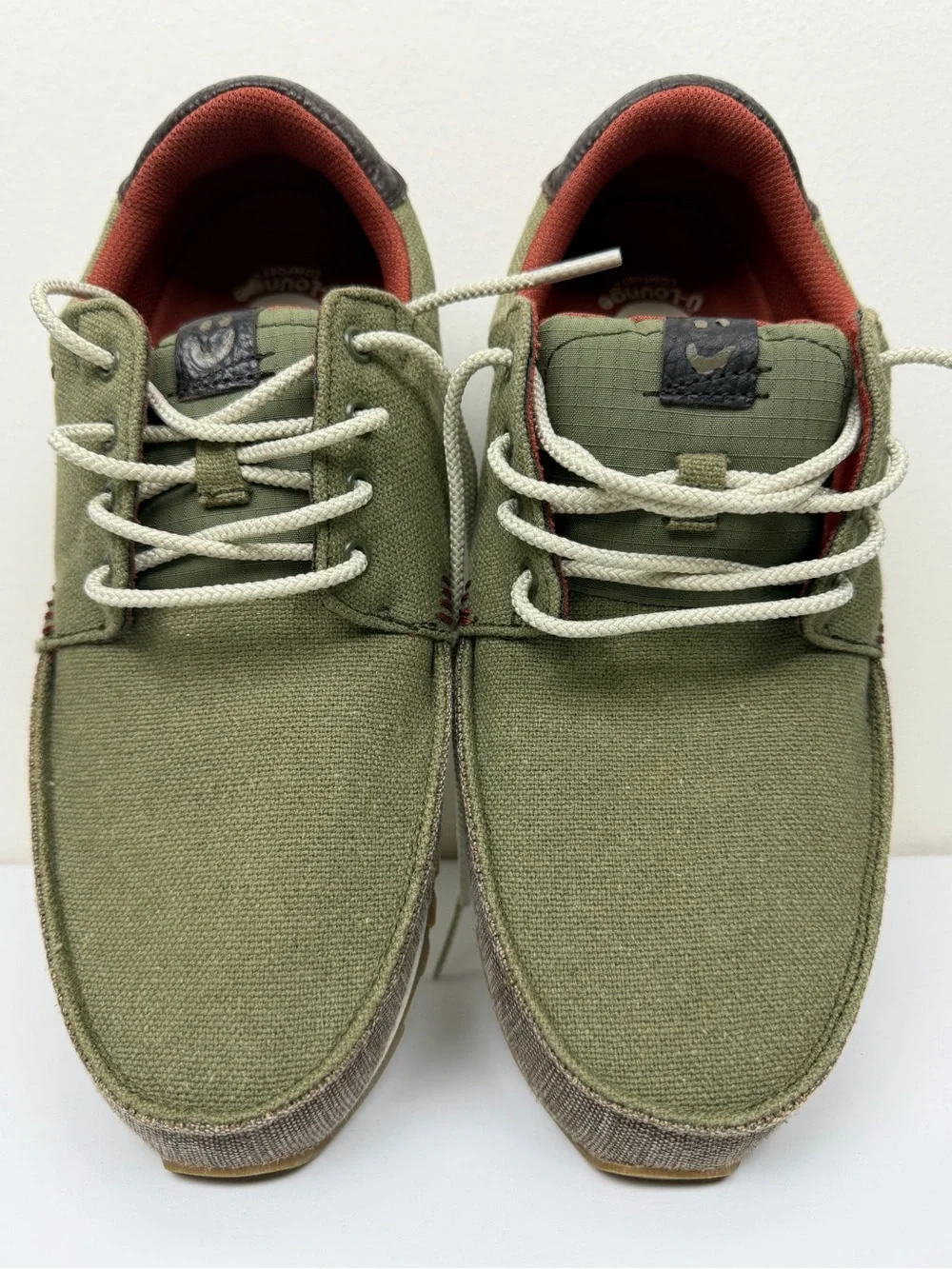 Sanuk U-Lounge Comfort Men’s 9.5 Olive Green Canvas Casual Shoes Sneakers New
